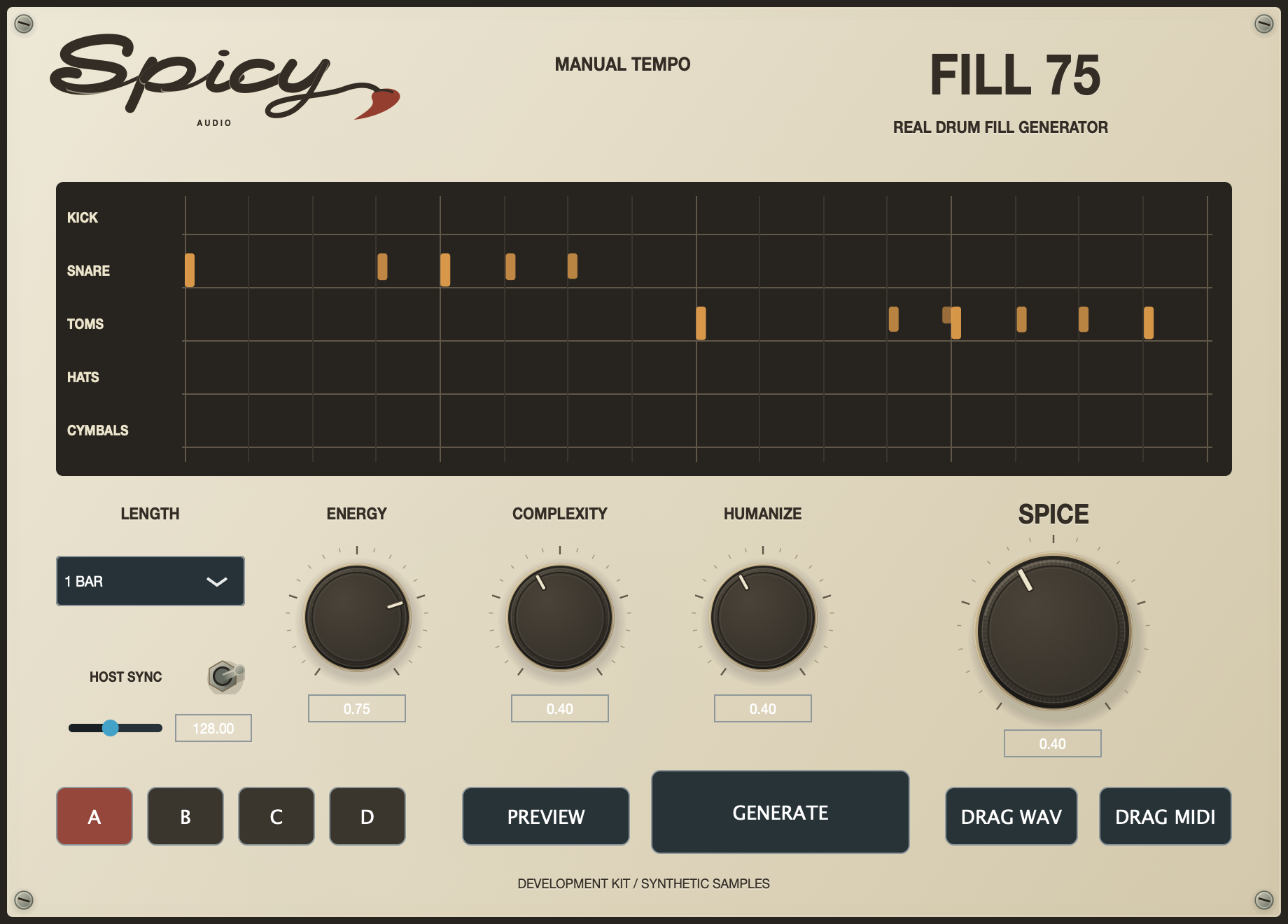 Fill 75 plugin interface